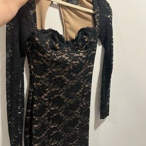 Black Lace Long Sleeve Dress